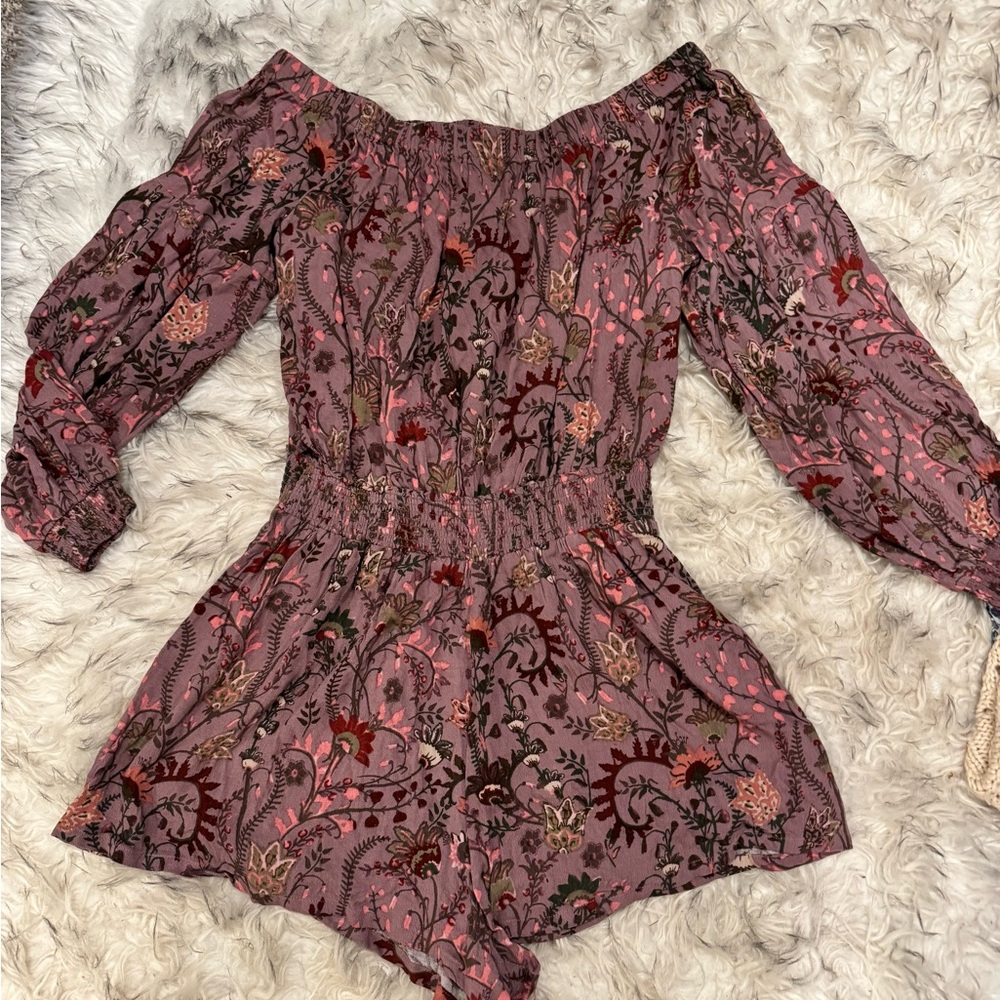 Free People Pink and Purple Floral Boho Romper - Picture 3 of 6